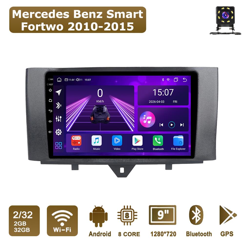 Автомобильная магнитола Android Car-Play для Mercedes Benz Smart Fortwo 2010-2015 Мультимедийный плеер Головное устройство Стерео Навигация GPS BT WIFI, 8 ЯДЕР ,2+32 ГБ