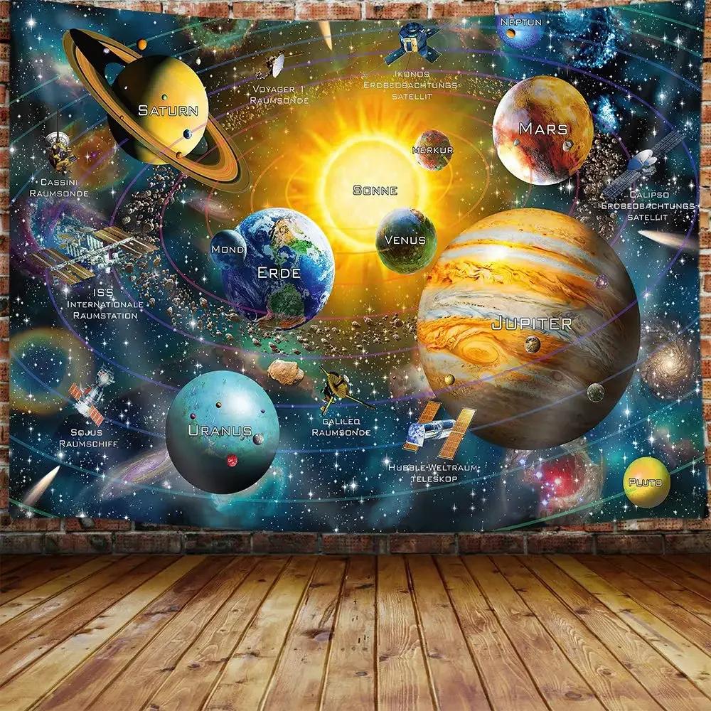 VIKAMA Dream Universe Tapestry Extraterrestrial Mountains And Lakes Scenery Tapestry Decorative For Living Room Sofa Background