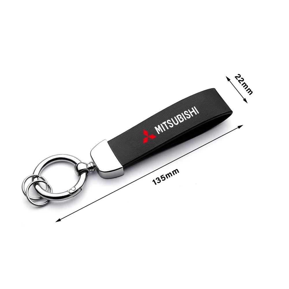 Luxury Leather Keyring Pendant Car Accessories for Mitsubishi Eclipse Cross Outlander Sport Xpander L200 MPV Mirage