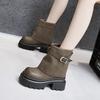 Ботинки Мартин на толстой подошве женские 2025 новые осенне-зимние ботинки-трубы до середины голени с внутренней высотой, увеличивающей рост, ботинки-рукава, короткие ботинки на платформе, wo