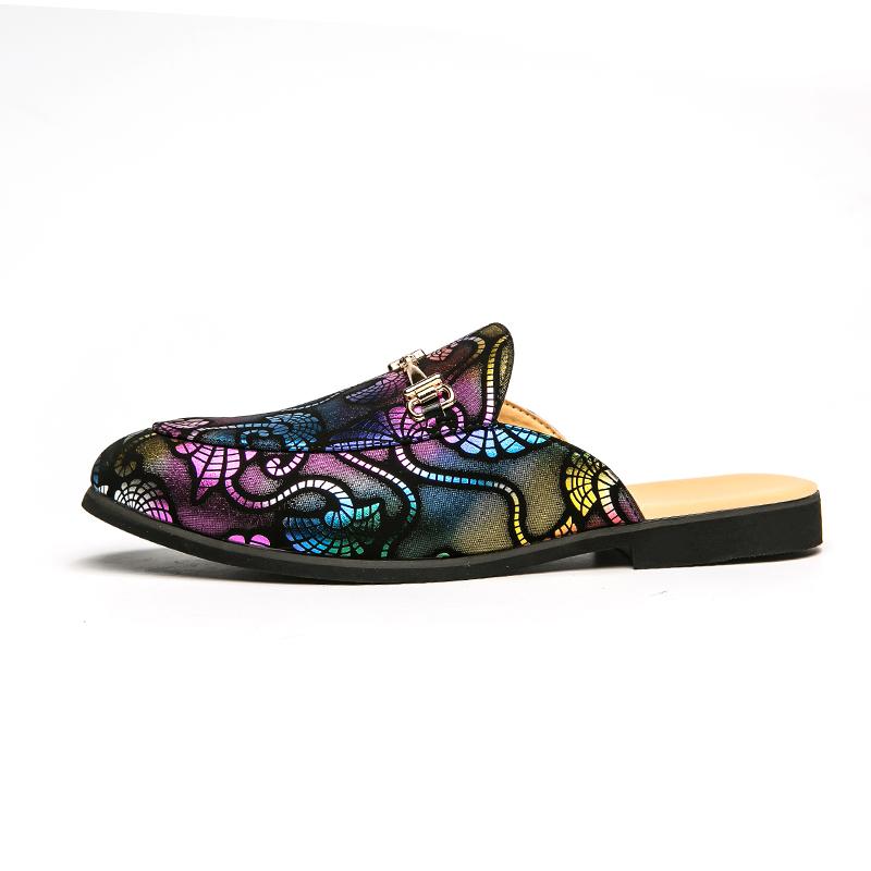 Модные новые мужские туфли, черные мужские полутапочки, высококачественная кожаная повседневная обувь, кожаные мокасины Baotou, легкие сандалии на плоской подошве