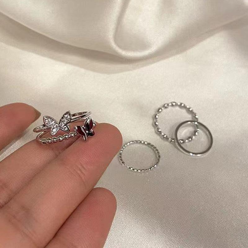 Модный набор металлических колец в стиле панк с бабочкой для женщин и девочек, регулируемое кольцо на палец с геометрической формой, вечерние ювелирные изделия, подарки, модные аксессуары