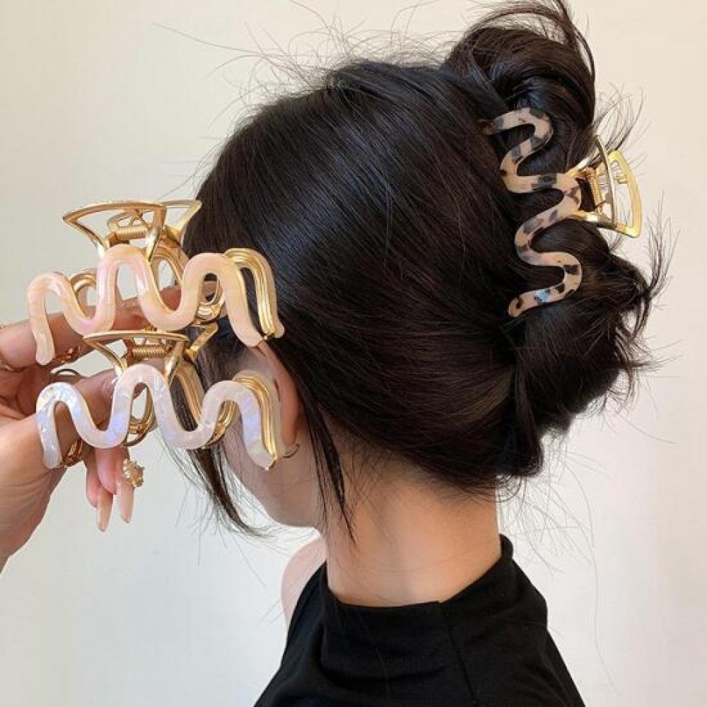 New Arrivals Open Run Women Hairpin Wave Marble Gold