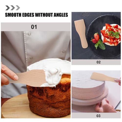 STOBAZA 5-Piece Small Wooden Spatula, Butter Cake Spatula, Cream Spatula, Wooden Cake Scraper, Mini Turner, Cooking Shovel, Multipurpose Spatula for H
