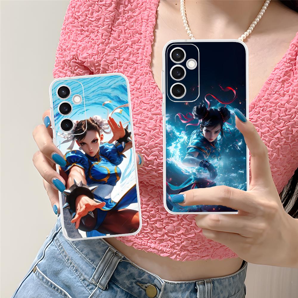 Чехол для телефона Street Fighter Chunli для Samsung Galaxy S25 S24 S23 S22 S21Plus FE Ультра Прозрачный Цветной Чехол Чехол Смартфон