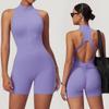 Women's High-intensity Exercise Back Yoga Jumpsuit with Zipper, Nude Feeling, Tight Fitting Jumpsuit Fitness Suit
