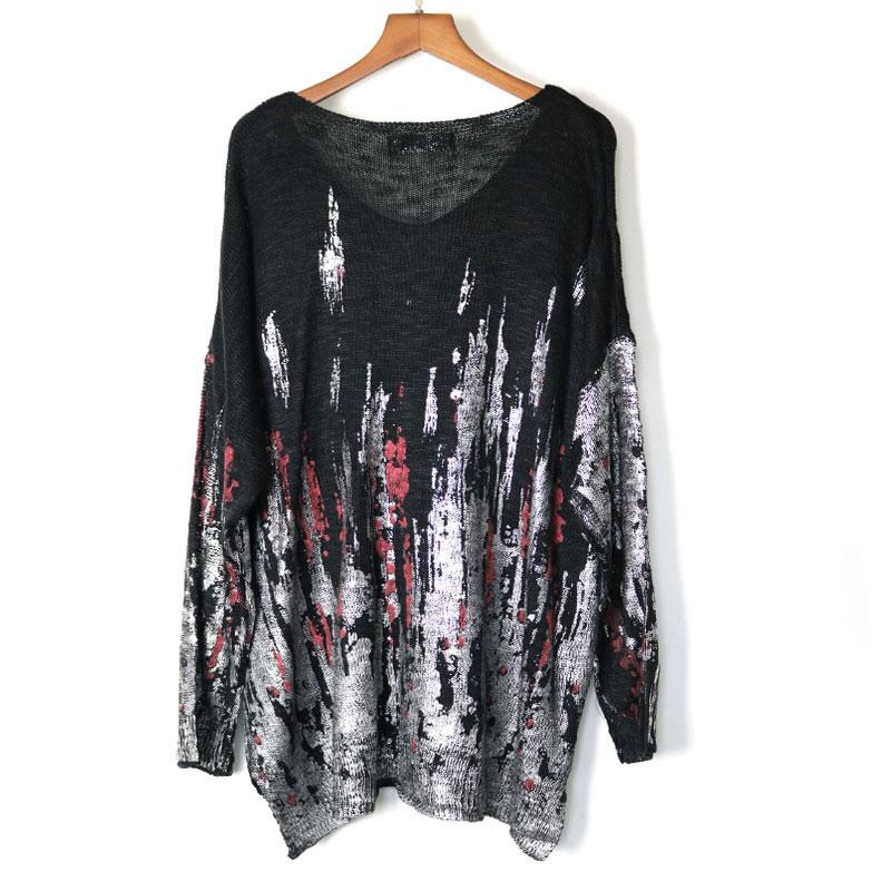 Xitao Тонкий ажурный свитер с пайетками и буквами, женская одежда, модная винтажная свободная рубашка с v-образным вырезом и длинными рукавами, новинка WQR1962