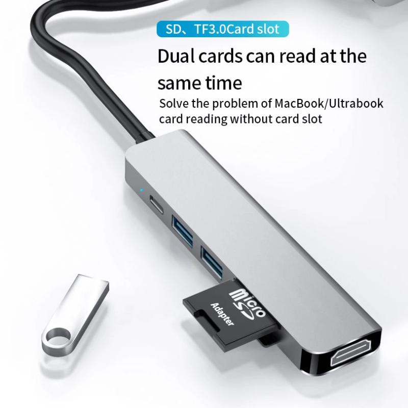 USB-C хаб на 5/6/7 портов с 4K HDMI, быстрой зарядкой PD, USB 3.0 2.0, док-станция Type C для MacBook iPad Samsung