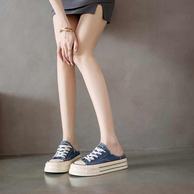 CRLAYDK Классические женские парусиновые кроссовки Slip On Mule Backless Fashion Walking Shoes для лета Повседневные мокасины Clipper Slides