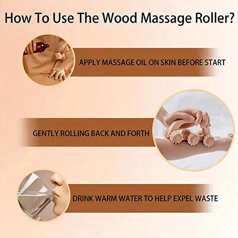 Ручной 6-роликовый массажный ролик для больных мышц, деревянные терапевтические массажные инструменты, деревянный ролик для глубокого массажа тканей