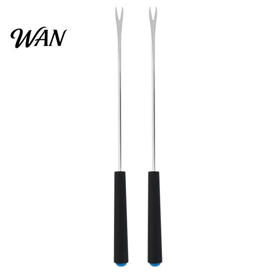 Food-grade Stainless Steel Fork 2Pcs Retractable BBQ with V-Shaped Prongs Non-Slip Handle Rust-resistant Grilling Portable Outdoor Cooking Tool