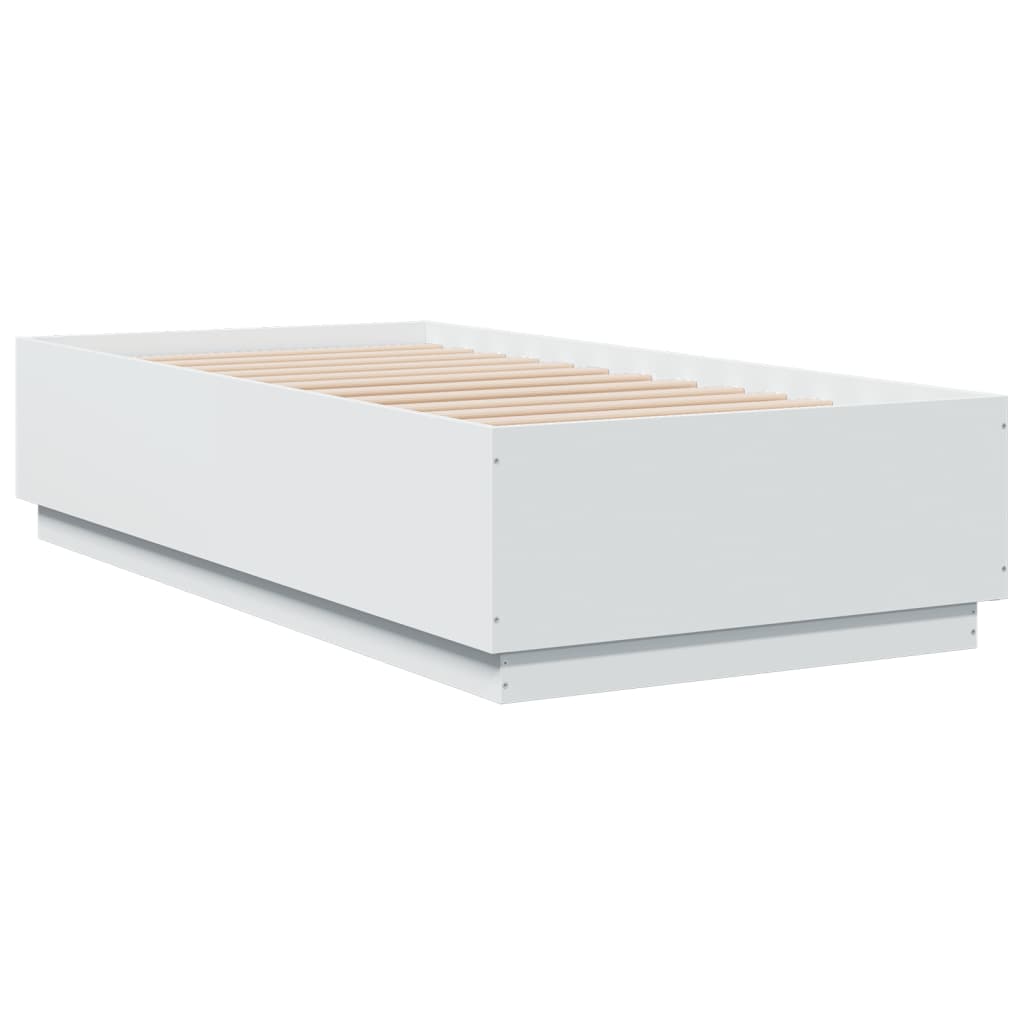 vidaXL Bettgestell mit LED Weiß 90x190 cm Holzwerkstoff