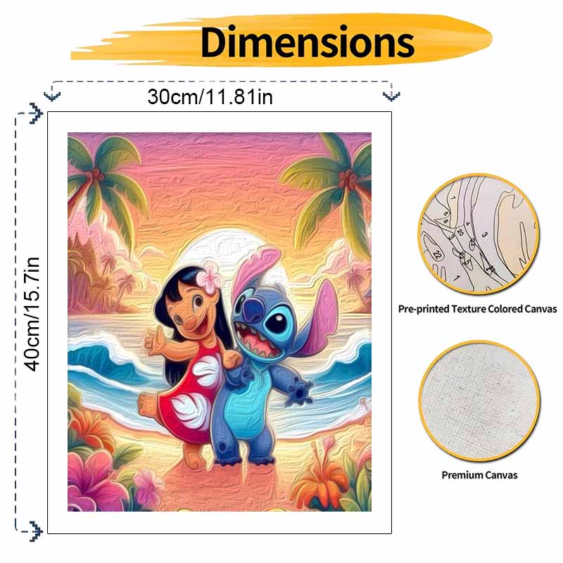 Disney Набор для рисования на пляже Лило и Стич Декор для дома Ручная работа Подарок DIY Холст Искусство Творчество Персонализированный Эстетичный Декор комнаты Закат