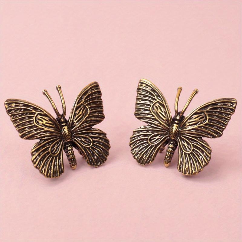 1pc Solid Pure Brass Butterfly Figurines Miniatures Desktop Ornament Antique Copper Insect Statue Home Decoration Craft Accessories
