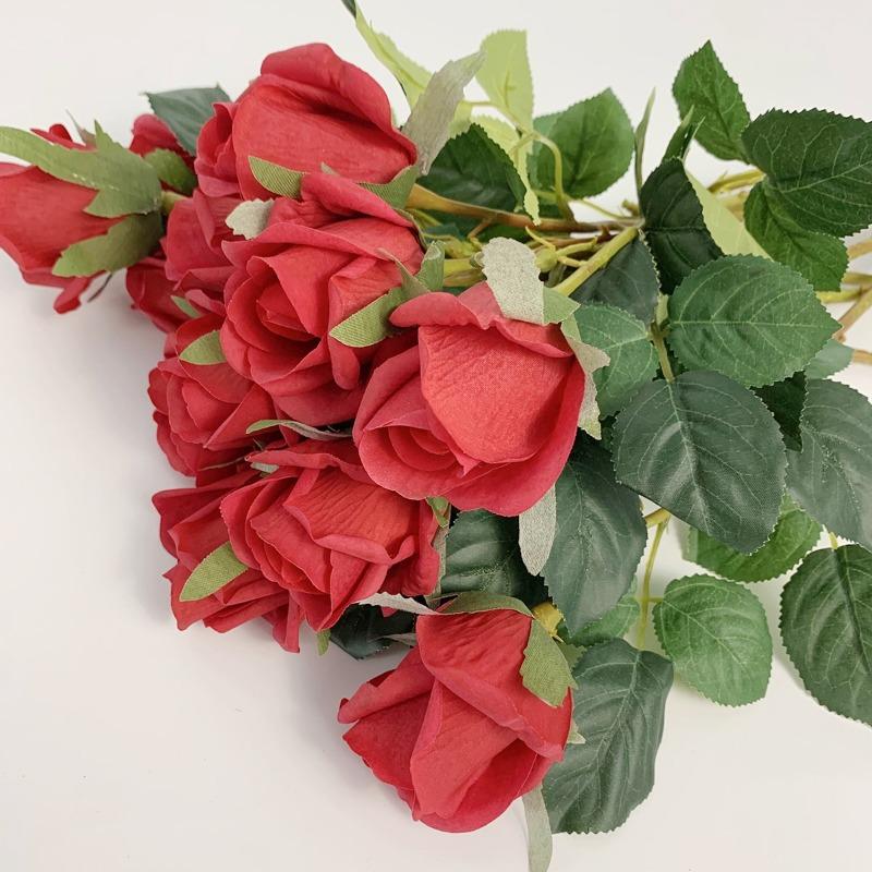 12 шт. искусственных шелковых цветов, розы, искусственные розы с длинными стеблями, реалистичные букеты из искусственных роз для свадебных украшений, свадебного декора, домашнего стола