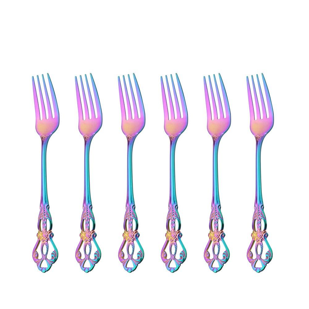 Royal Cutlery Silver Stainless Steel Sets Vintage Spoons Colorful Dinnerware Forks Kitchen Tableware Dinner Western Silverware