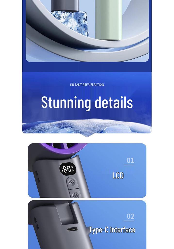 Portable High-Speed Mini Fan with Digital Display - Long-Lasting, Foldable, and Cooling