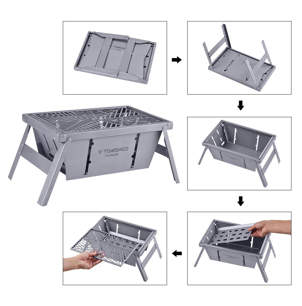 Мини-гриль, складная дровяная печь для барбекю, портативная, из чистого титана, толстая, антикоррозийная и ветрозащитная