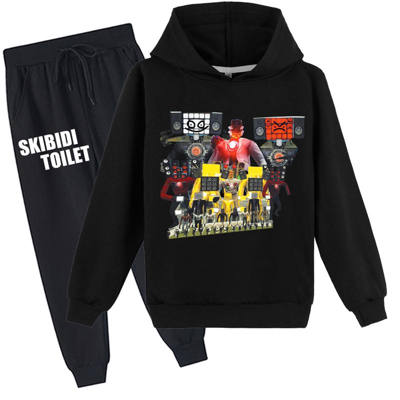 Kids 3D Hoodie Set Skibidi Toilet Pullover Tracksuit Speakerman Children Sweater+ Pants