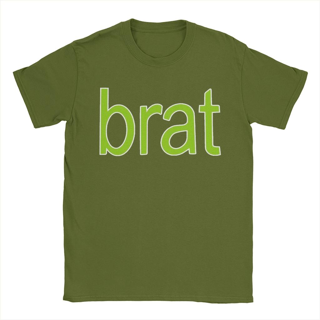 Charli XCX Brat Album T-Shirt for Men Humorous Pure Cotton Tees O Neck Short Sleeve T Shirt Printing Tops
