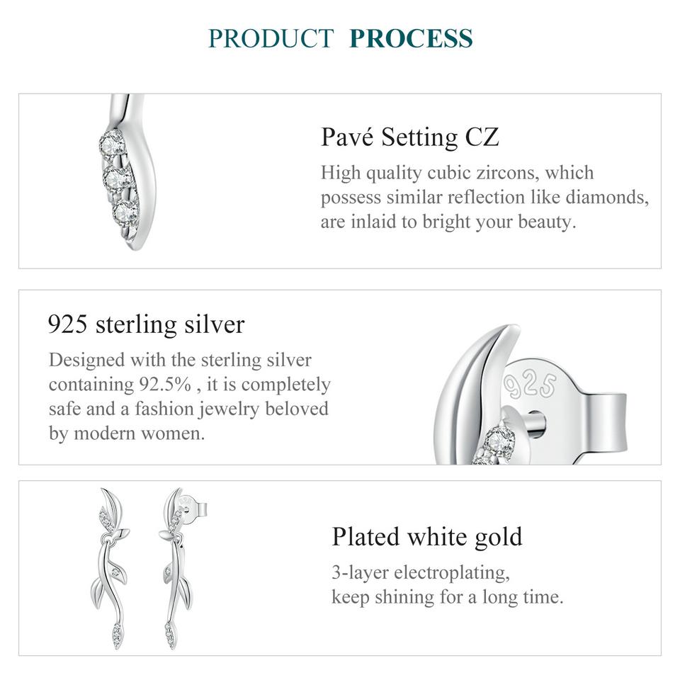 Серьги-гвоздики BAMOER из стерлингового серебра 925 пробы с фианитом, гипоаллергенные легкие ювелирные изделия, подарки для девочек