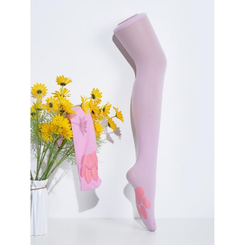 Носки-чулки с кошачьими лапками, милые, мягкие, выше колена, носки с подушечками-коготками котенка, розовые, длинные носки для ботинок, женщины, девушки