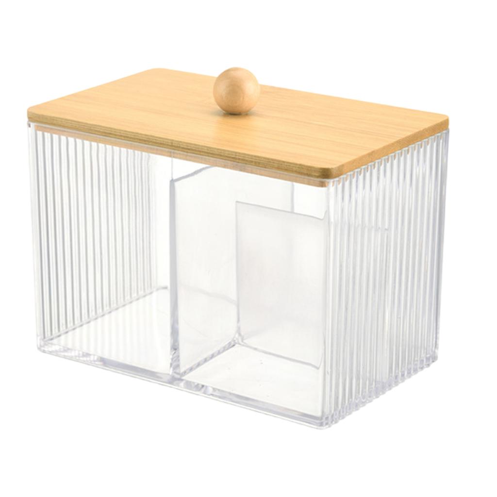 Sturdy Wood Lid Qtip Holder Storage Container Convenient for Bathroom Cotton Covers Swabs Pad and Hair Bands Organizers