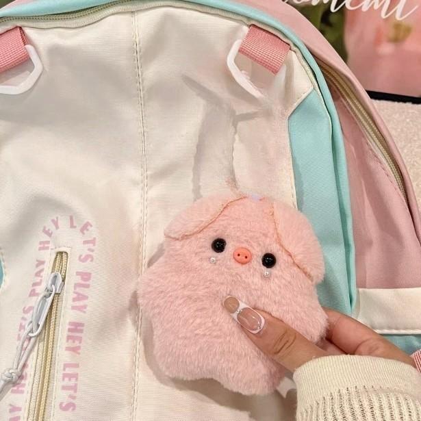 Pink Piggy Doll Pendant Girl Backpack Pendant Cute Plush Doll Keychain