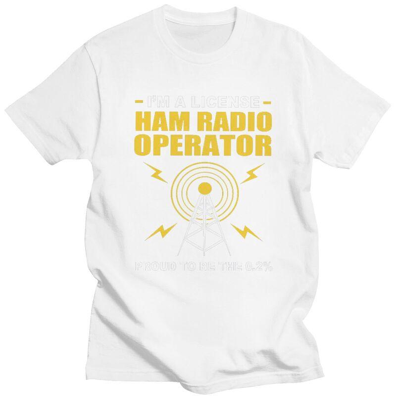 Мужская футболка с лицензионным принтом Ham Retro Radio Operator, с короткими рукавами, хлопковая, уличная, для отдыха, одежда