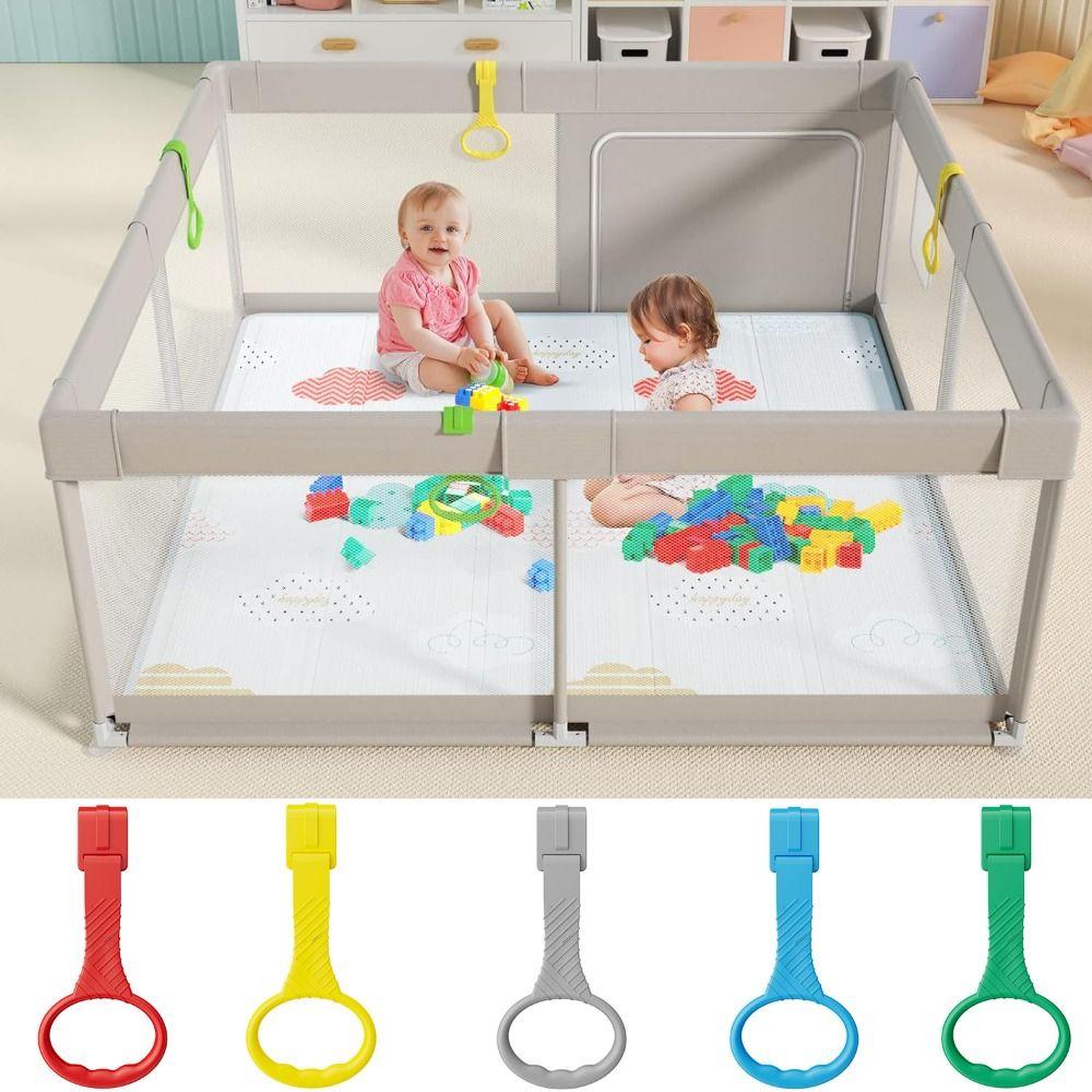 Plastic Playpen Pull Ring Solid Color Baby Toys Fun Baby Crib Hooks