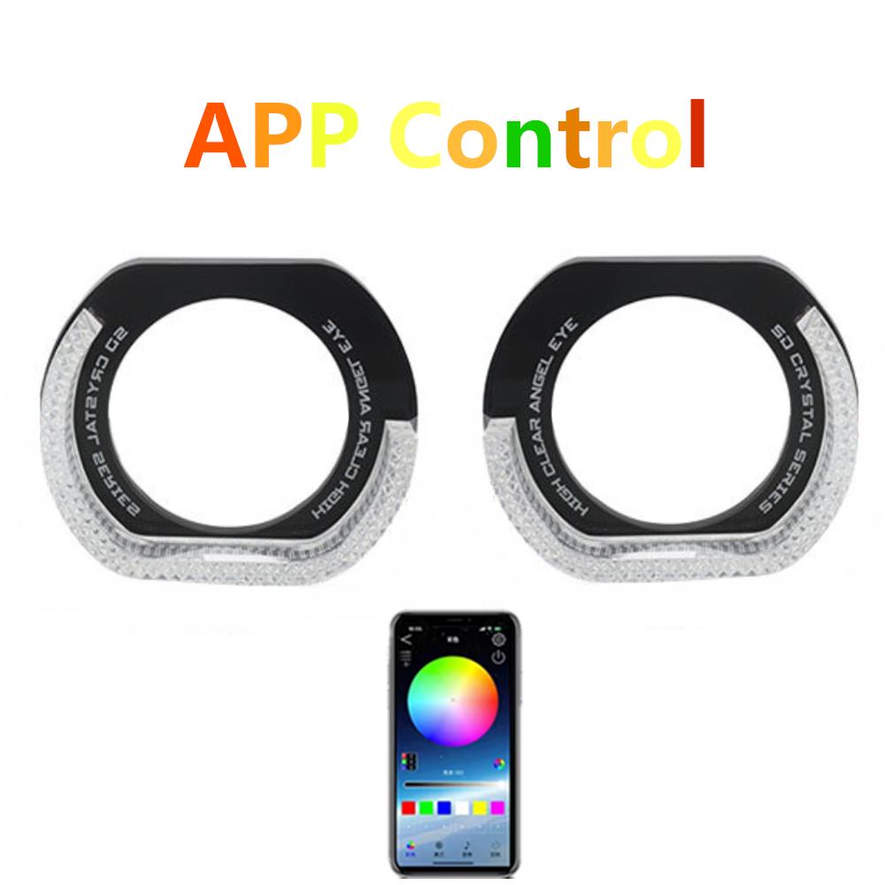 2,5-дюймовые RGB LED Ангельские Глаза Маски Хрустальные 5D Для Фары Автомобиля