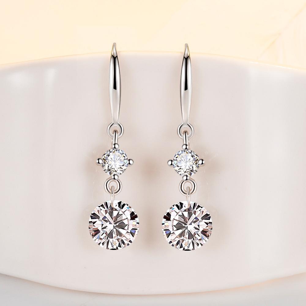 Модные и простые женские серьги Time Naked Transparent Zircon средней длины