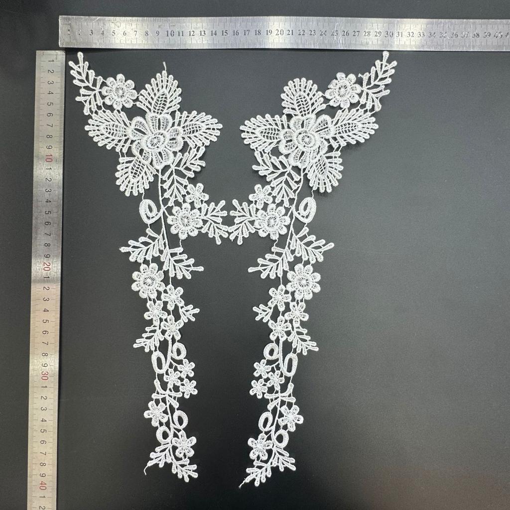 Lace Embroidery Pair Of Flowers, Polyester Light Embroidery Symmetrical Flower Pieces, Water-Soluble Lace, Hollow Lace Accessories Cloth Sticker