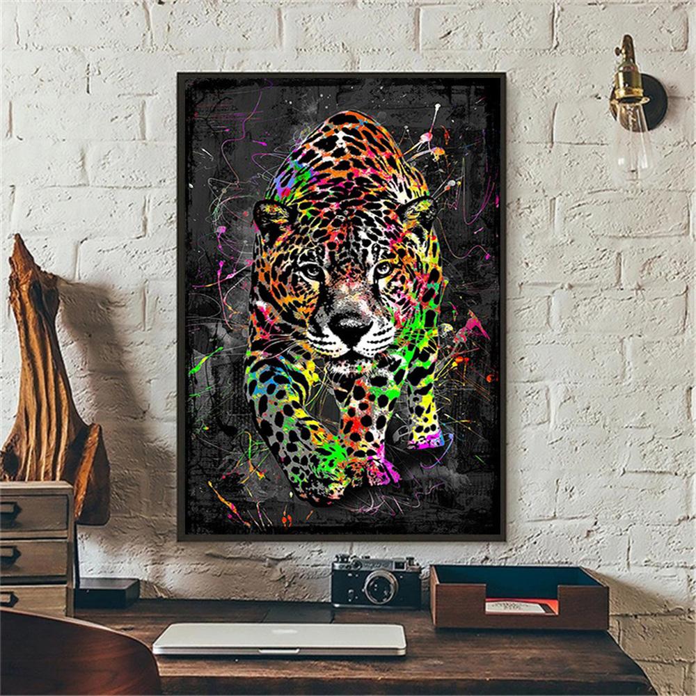 Граффити, абстрактное животное, настенный художественный постер, красочный лев, слон, домашний декор, холст, картина, украшение для гостиной, фреска, изображение