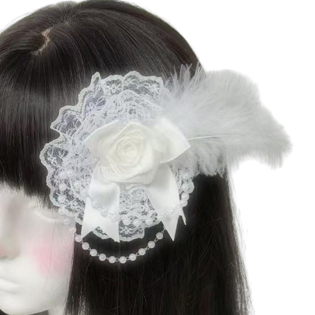 Elegant Flapper Fascinator Beaded Lace Rosette Headpiece for Special Event Wedding Engagement Headwear Hair Styling