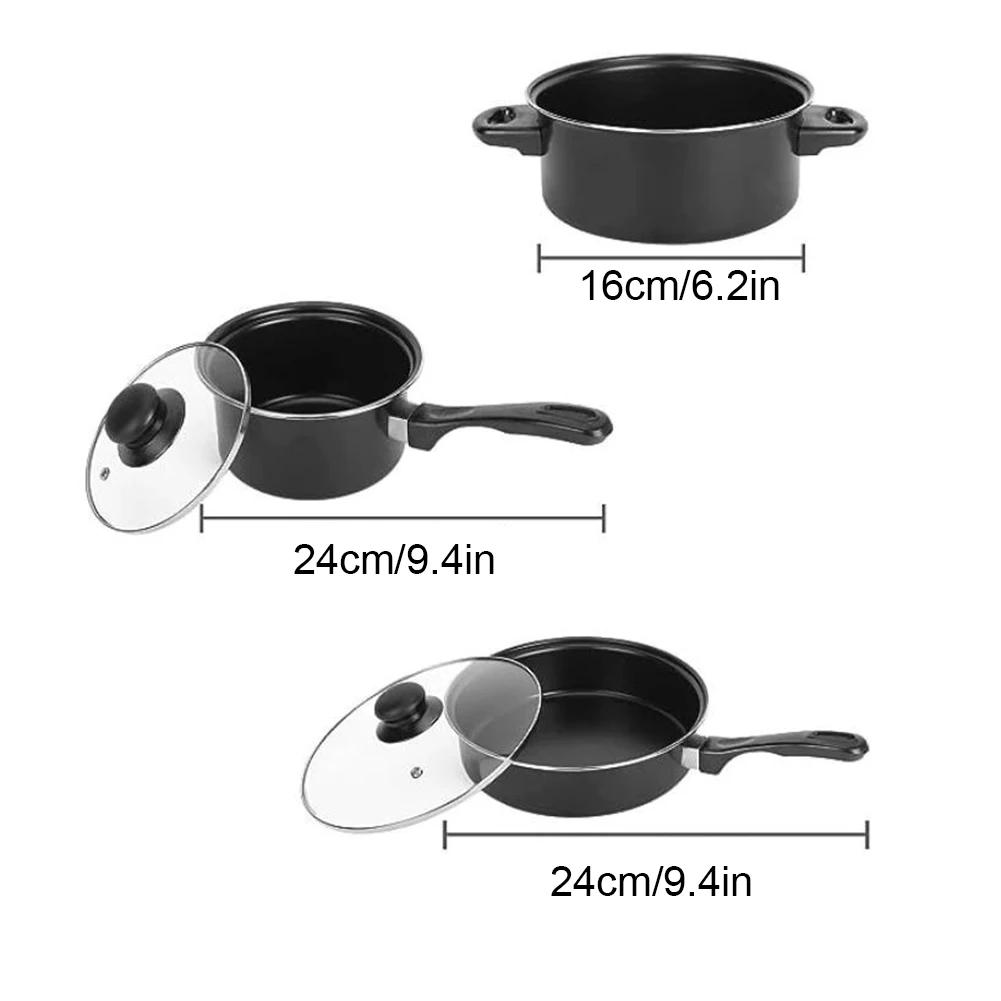 12Pcs Non Stick Cookware Set Milk Pot Maifan Stone Frying Pan with Lid Cooking Pot Set Stackable Pot Set for All Types of Cooker