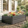 Raised Beds for Garden, Galvanised Steel Outdoor Planters with Multi-reinforced Rods, 180 x 90 x 59 cm, Dark Grey