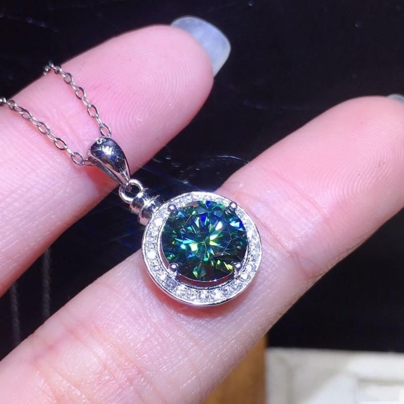 BELLA BOX 3 карата восемь сердец восемь стрел с покрытием Pt950 сине-зеленая цепочка на ключицу с кристаллами ожерелье для женщин свадебные украшения