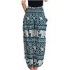 Hippie Chic, Lounge Pants, Elephant Print, One Size with Drawstring, Unisex Model. Green.