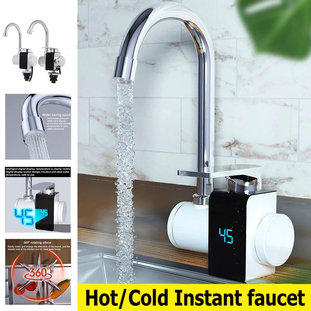 220V Electric Kitchen Water Heater Tap Instant Hot Water Faucet Heater Cold Heating Faucet Tankless Instantaneous Water Heater 3000W