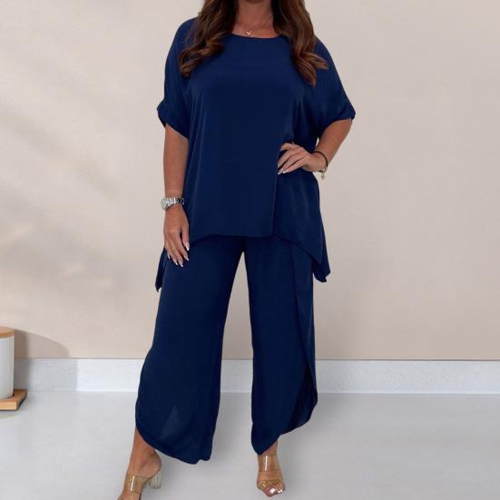2 шт./компл. футболка длиной до щиколотки, комплект брюк с эластичной резинкой на талии, модные женские брюки больших размеров