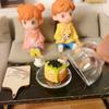Kitchen Accessories for Dolls House, 1/12 Simulation Coffee Cake Dessert Tray Tableware Set.