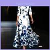 Summer Polyester 3d Effect Print Vneck Midi Dress For Office Chic Women