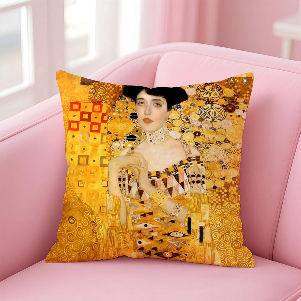 Art Gorgeous GGustav KKlimt Oil Painting Cushion Cover Pillow Case Soft Skin Friendly Fabric Comfort Concealed Zipper