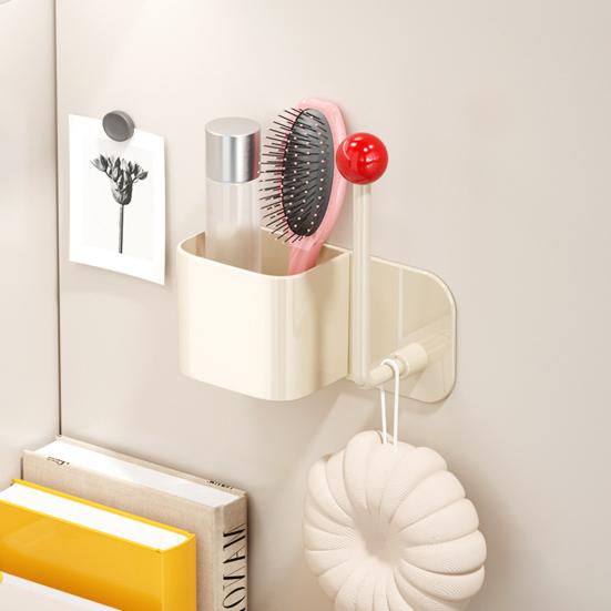 Полка для хранения в ванной с дренажным отверстием, высокая грузоподъемность, большая вместимость, настенная полка для хранения с крючком