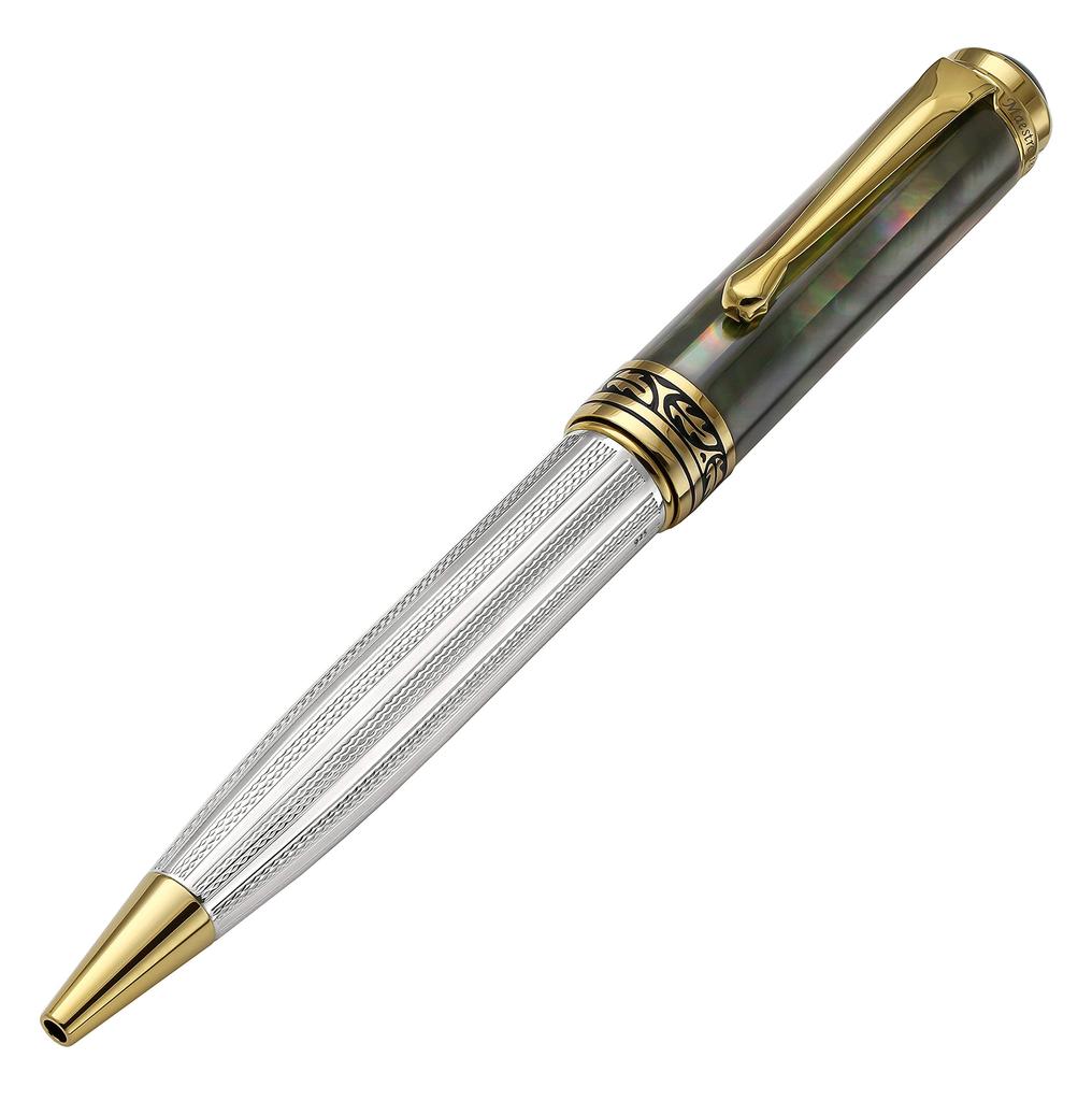 All Xezo Maestro Solid 925 Sterling Silver and Serial Ballpoint Pens with Handmade Black Mother of 18K Gold Inheritance Any 2 Pearl. Plated.