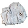 Cute Plaid Penguin Long Sleeve Pajama Set Women Soft Cloud Cotton Loungewear