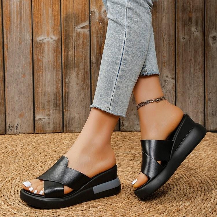 Fashion Summer Women's Sandals Luxury Wedges Slippers Black Platform Shoes for Women Shoes Zapatos De Mujer