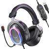 FIFINE Gaming USB Wired Audio Balance Surround Compatible with Gaming and Live Controllable RGB Detachable H13BP Headset, Connection, Game/Chat
