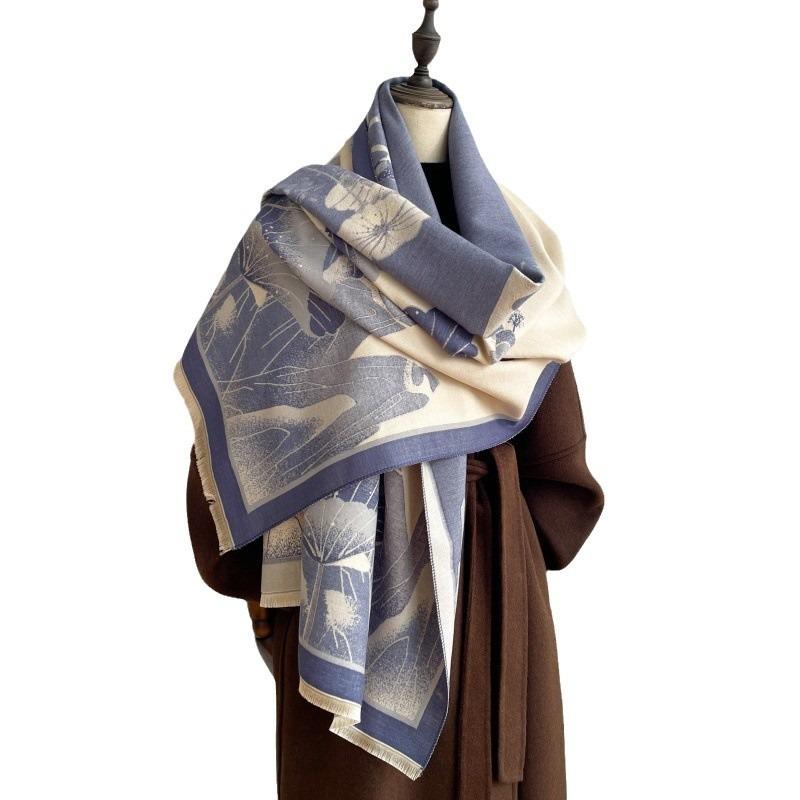 New Jacquard Warm Fashion Temperament Scarf Dual-purpose Air-conditioned Room Shawl Winter Thickened Retro Scarf